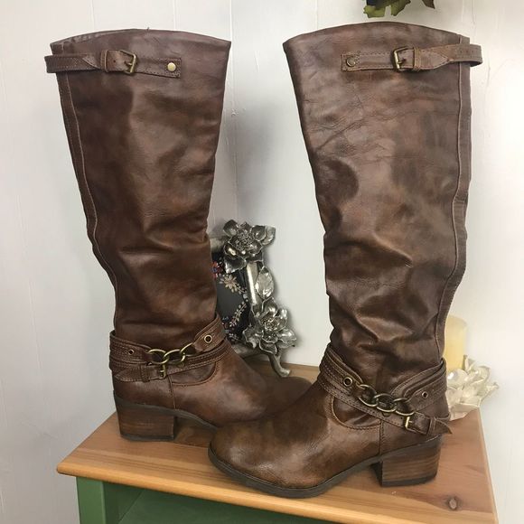 Carlos Shoes - Carlos by Carlos Santana Brown Riding Boots Sz 9.5